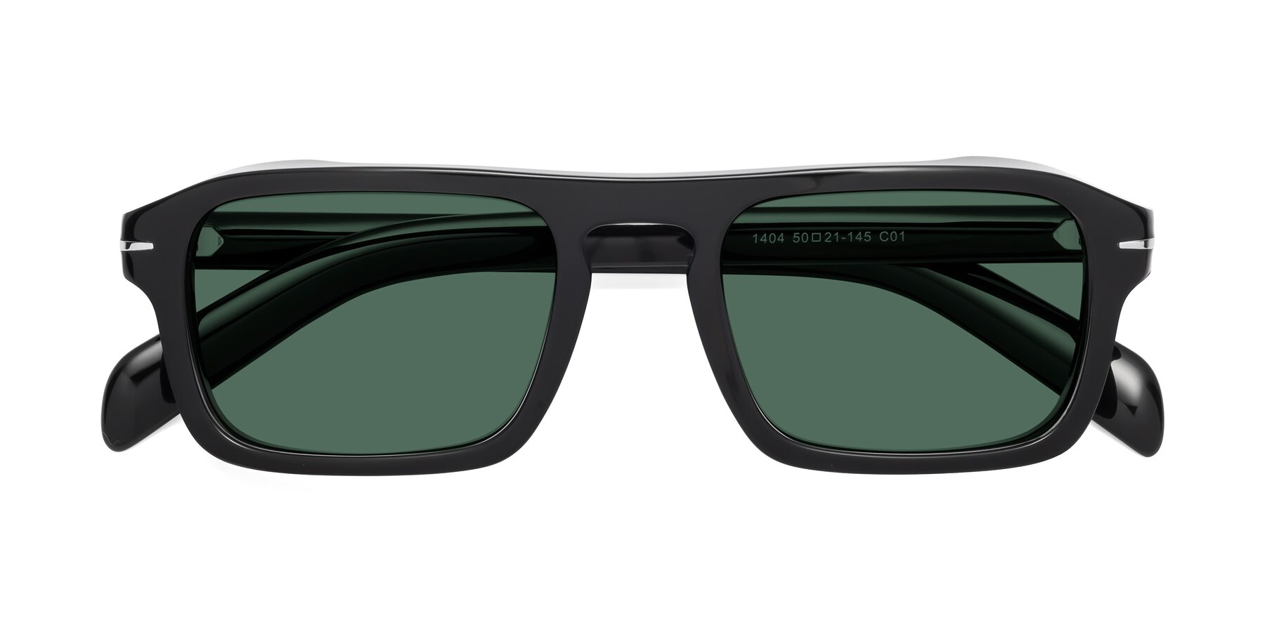 Folded Front of Evette in Black with Green Polarized Lenses