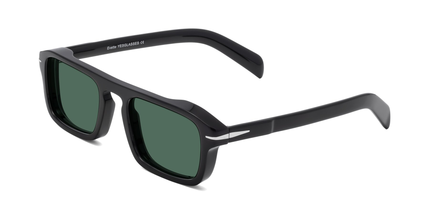 Angle of Evette in Black with Green Polarized Lenses