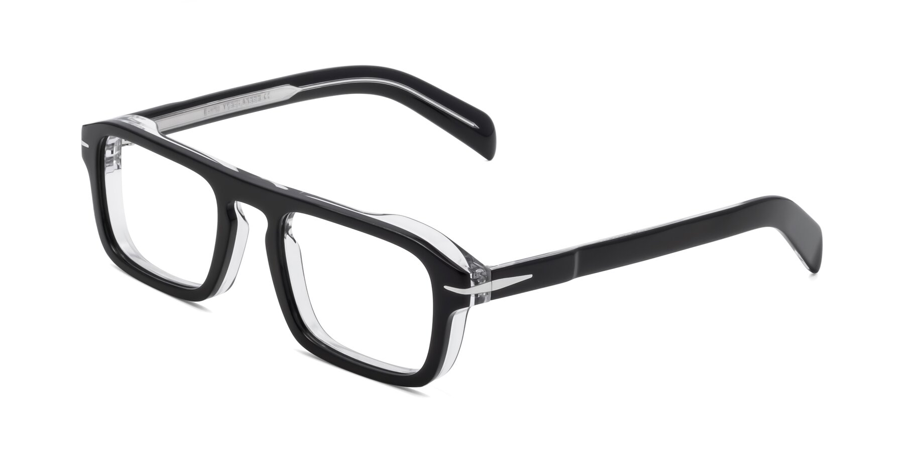 Angle of Evette in Black-Clear with Clear Eyeglass Lenses