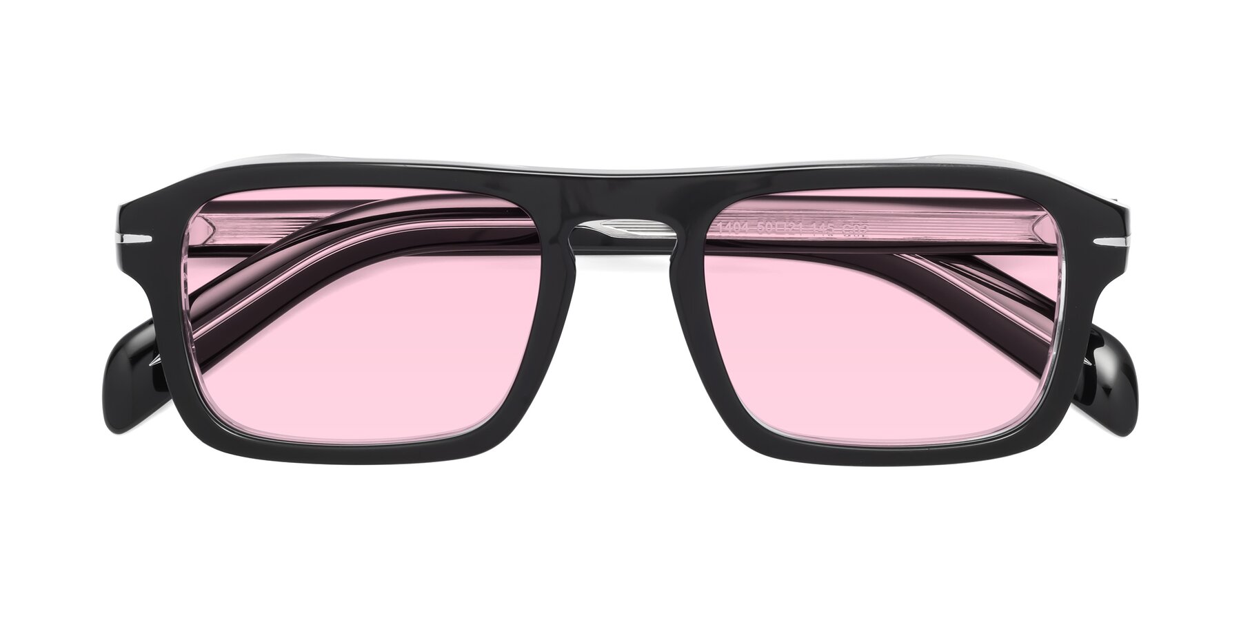 Folded Front of Evette in Black-Clear with Light Pink Tinted Lenses