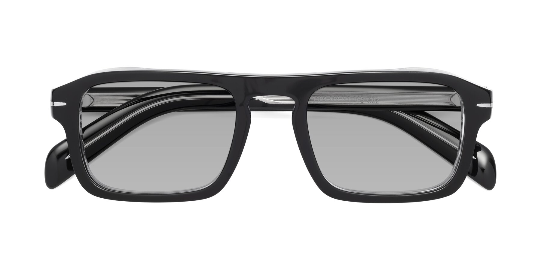 Folded Front of Evette in Black-Clear with Light Gray Tinted Lenses
