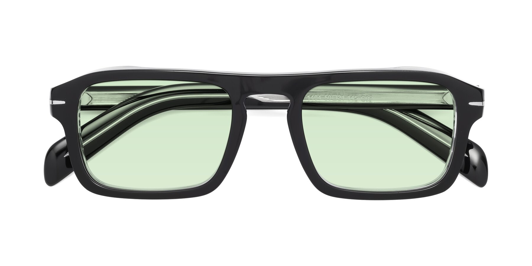 Folded Front of Evette in Black-Clear with Light Green Tinted Lenses
