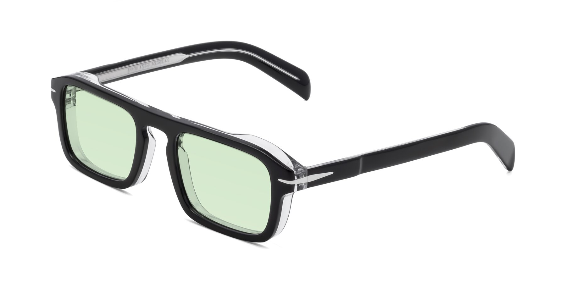 Angle of Evette in Black-Clear with Light Green Tinted Lenses