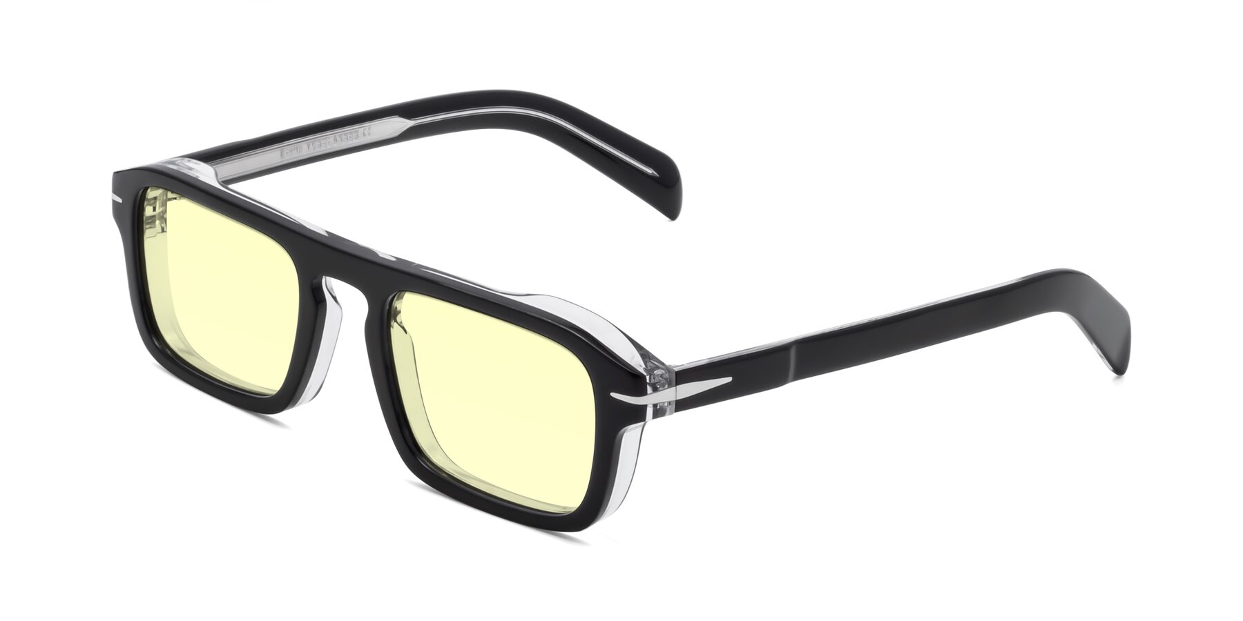 Angle of Evette in Black-Clear with Light Yellow Tinted Lenses