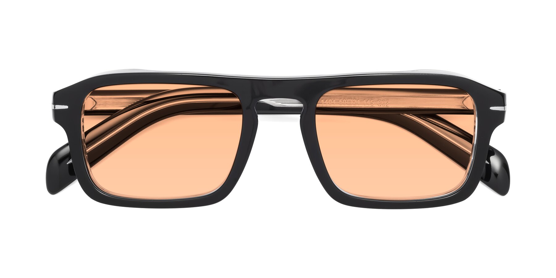 Folded Front of Evette in Black-Clear with Light Orange Tinted Lenses