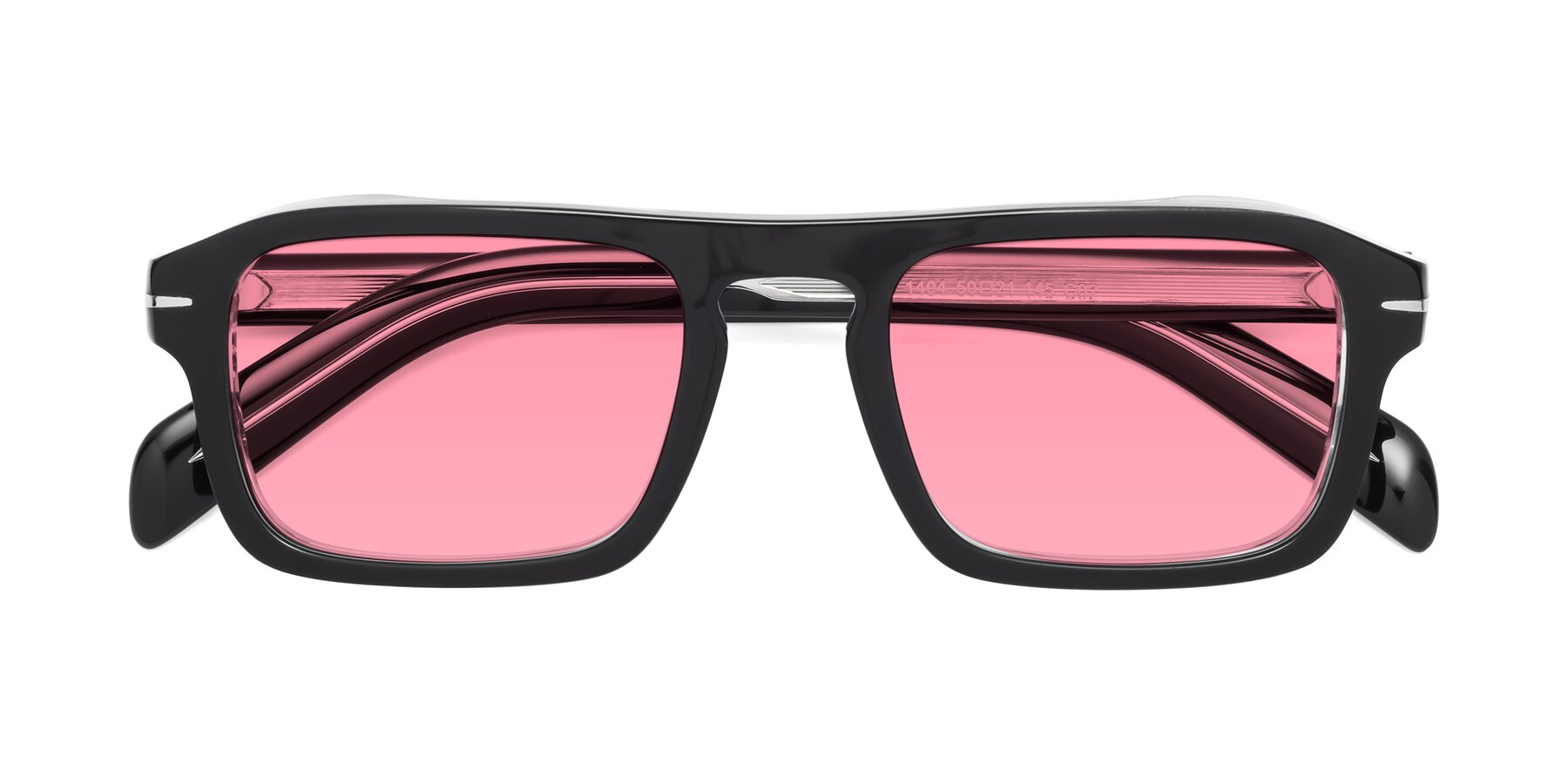 Folded Front of Evette in Black-Clear with Pink Tinted Lenses