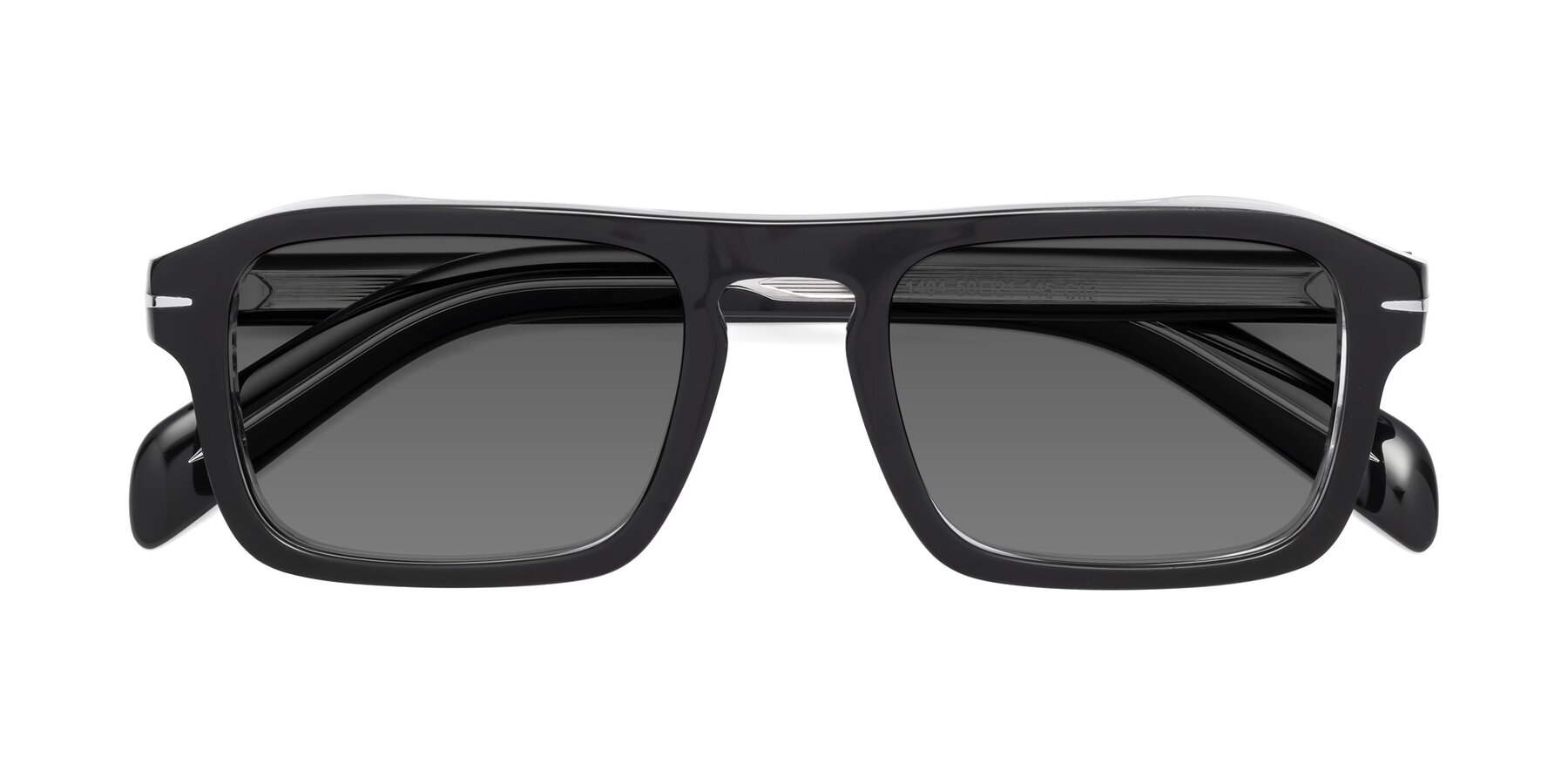 Folded Front of Evette in Black-Clear with Medium Gray Tinted Lenses