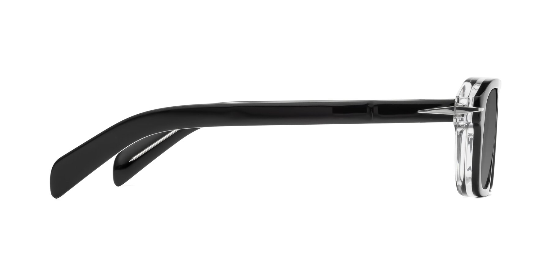 Side of Evette in Black-Clear with Medium Gray Tinted Lenses