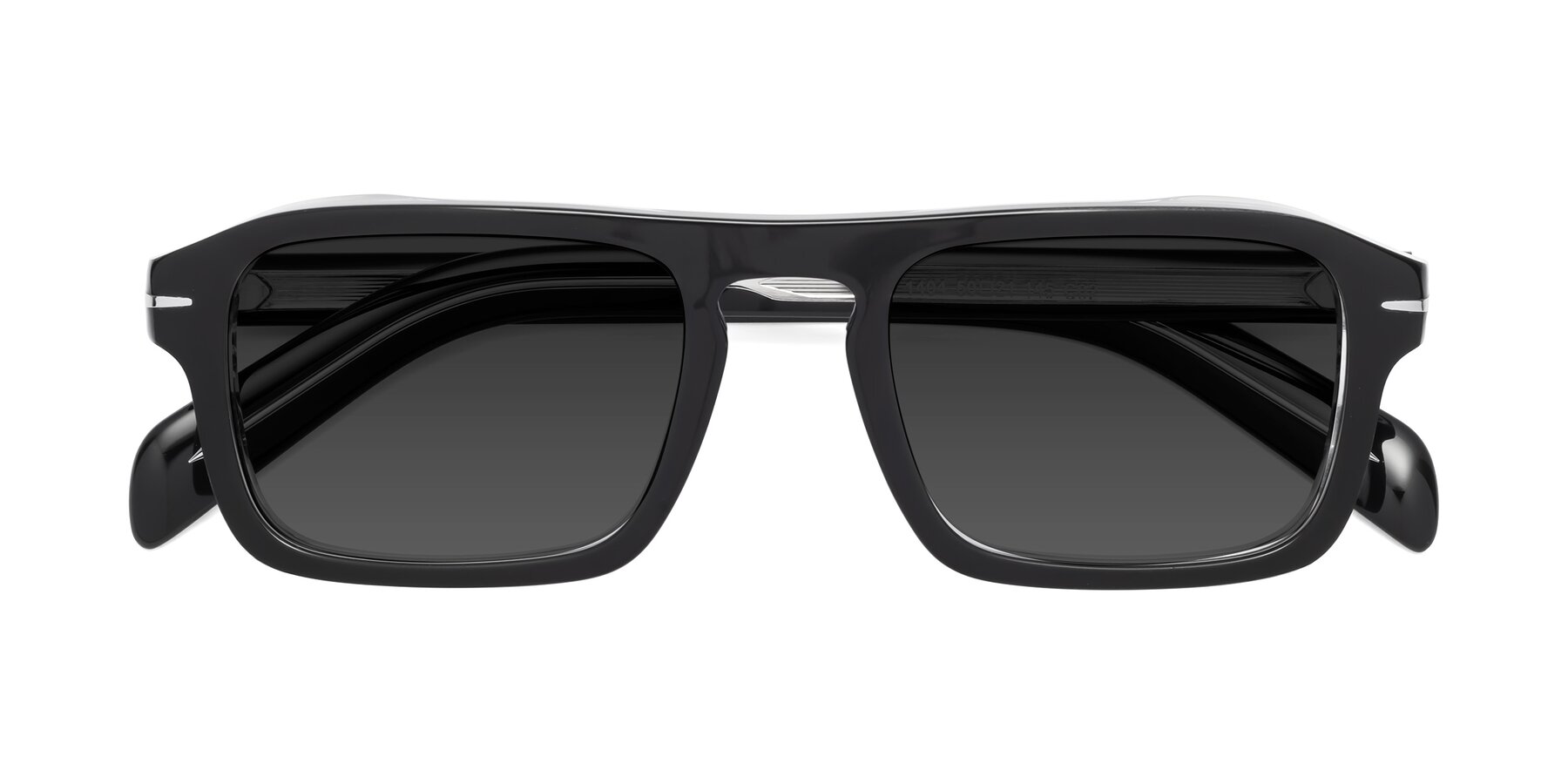Folded Front of Evette in Black-Clear with Gray Tinted Lenses