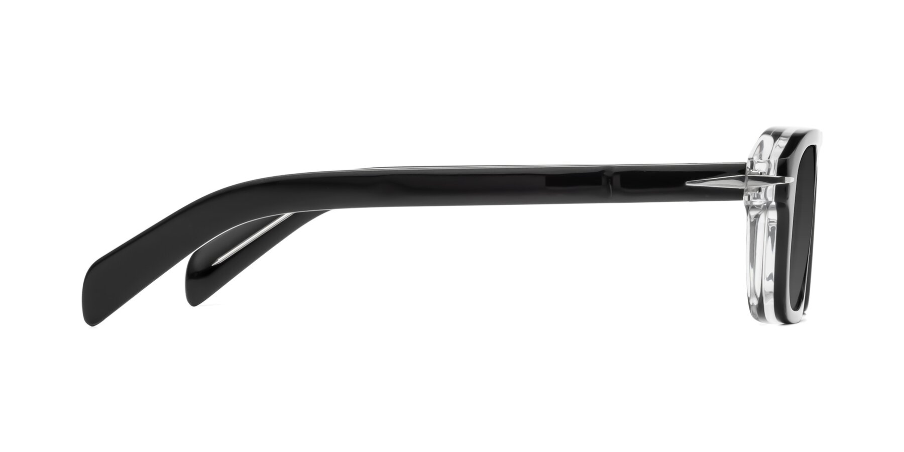 Side of Evette in Black-Clear with Gray Tinted Lenses