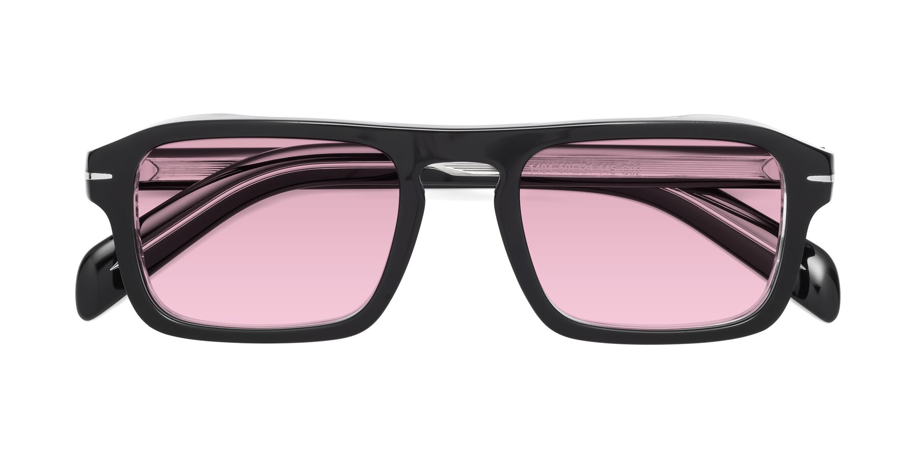 Folded Front of Evette in Black-Clear with Light Wine Tinted Lenses