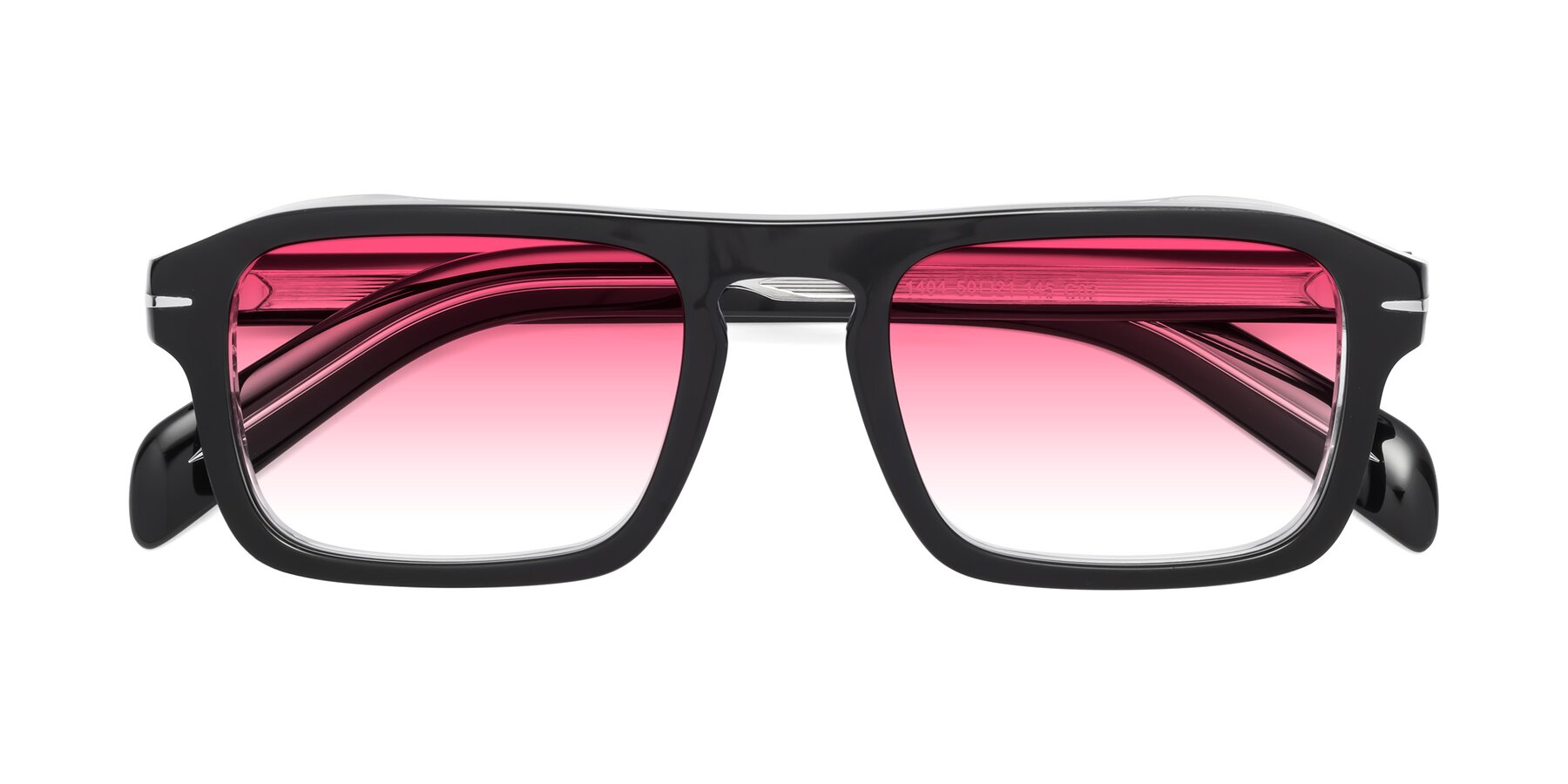 Folded Front of Evette in Black-Clear with Pink Gradient Lenses