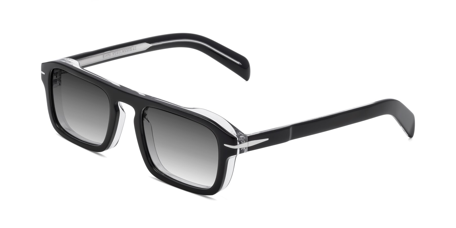 Angle of Evette in Black-Clear with Gray Gradient Lenses