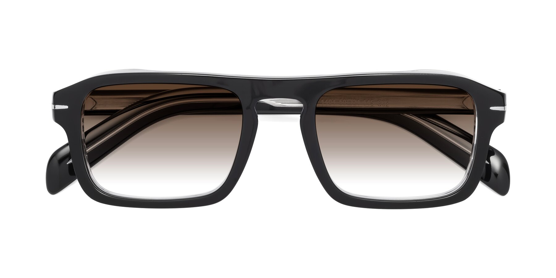 Folded Front of Evette in Black-Clear with Brown Gradient Lenses