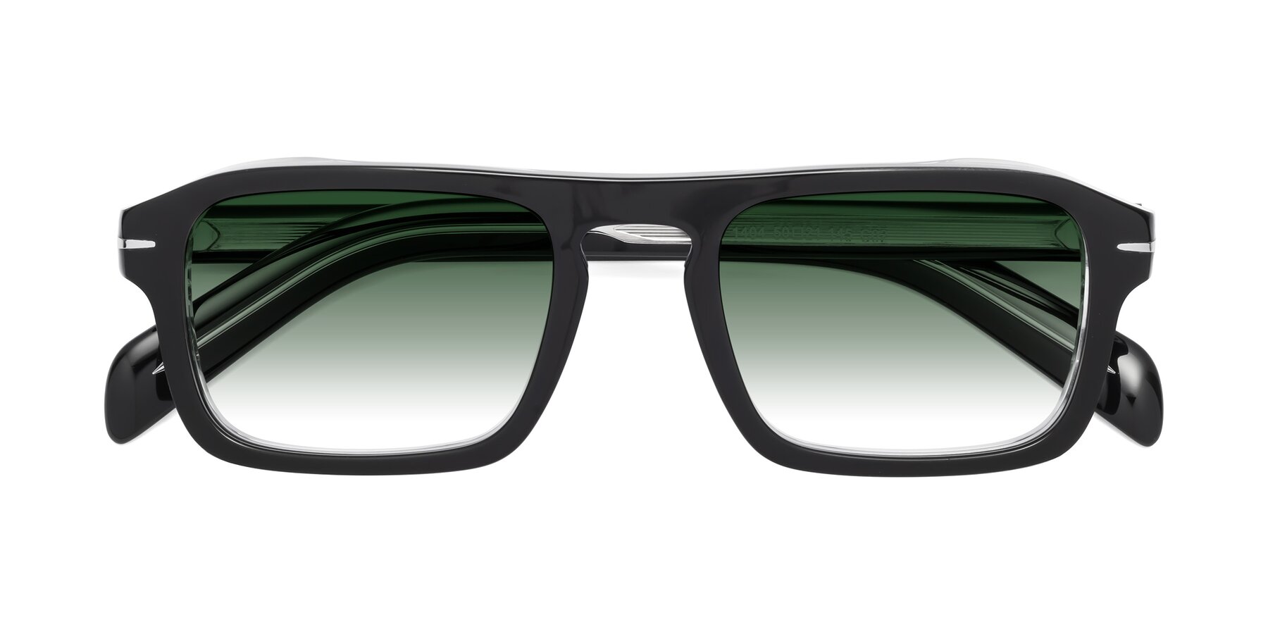 Folded Front of Evette in Black-Clear with Green Gradient Lenses