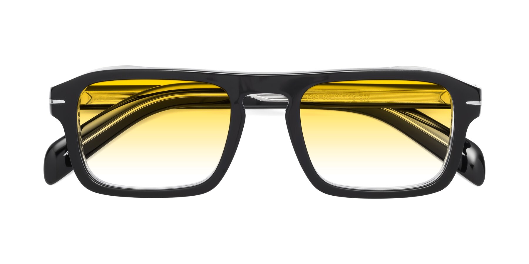 Folded Front of Evette in Black-Clear with Yellow Gradient Lenses