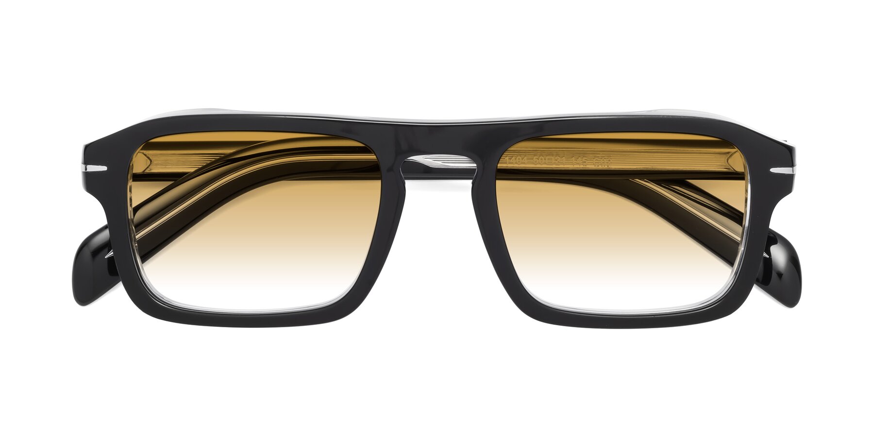 Folded Front of Evette in Black-Clear with Champagne Gradient Lenses