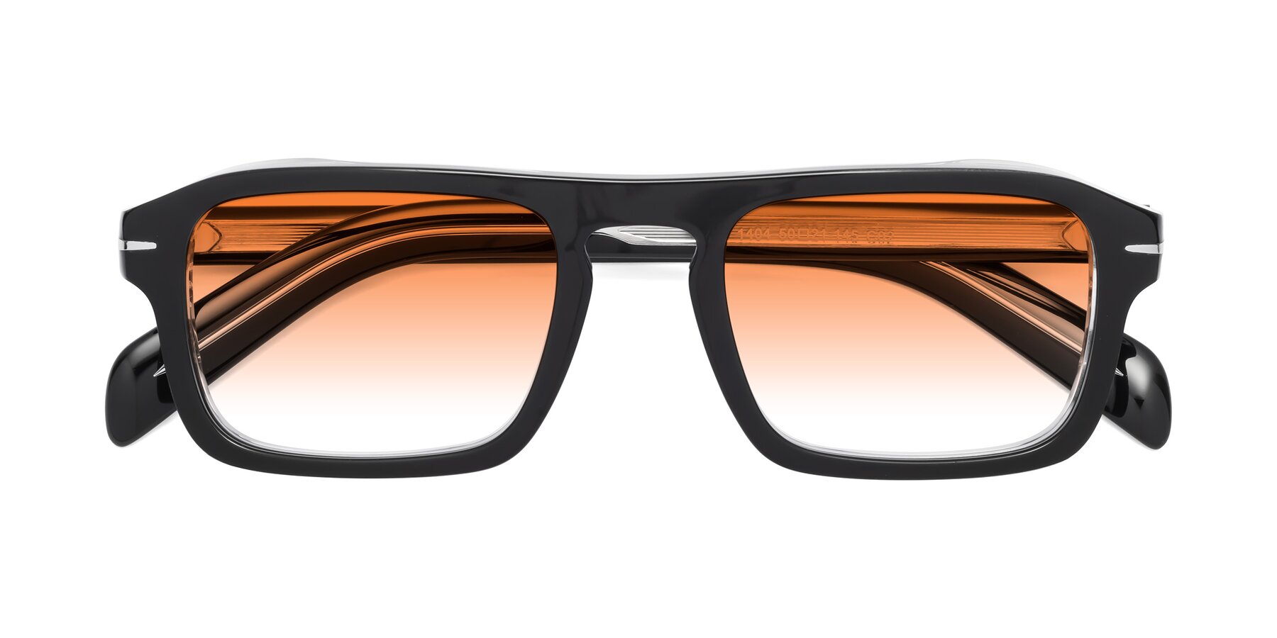 Folded Front of Evette in Black-Clear with Orange Gradient Lenses