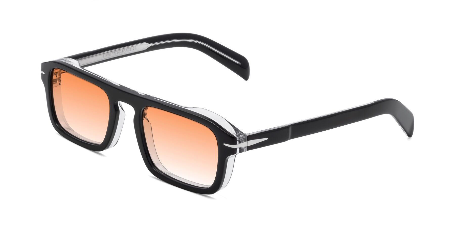 Angle of Evette in Black-Clear with Orange Gradient Lenses