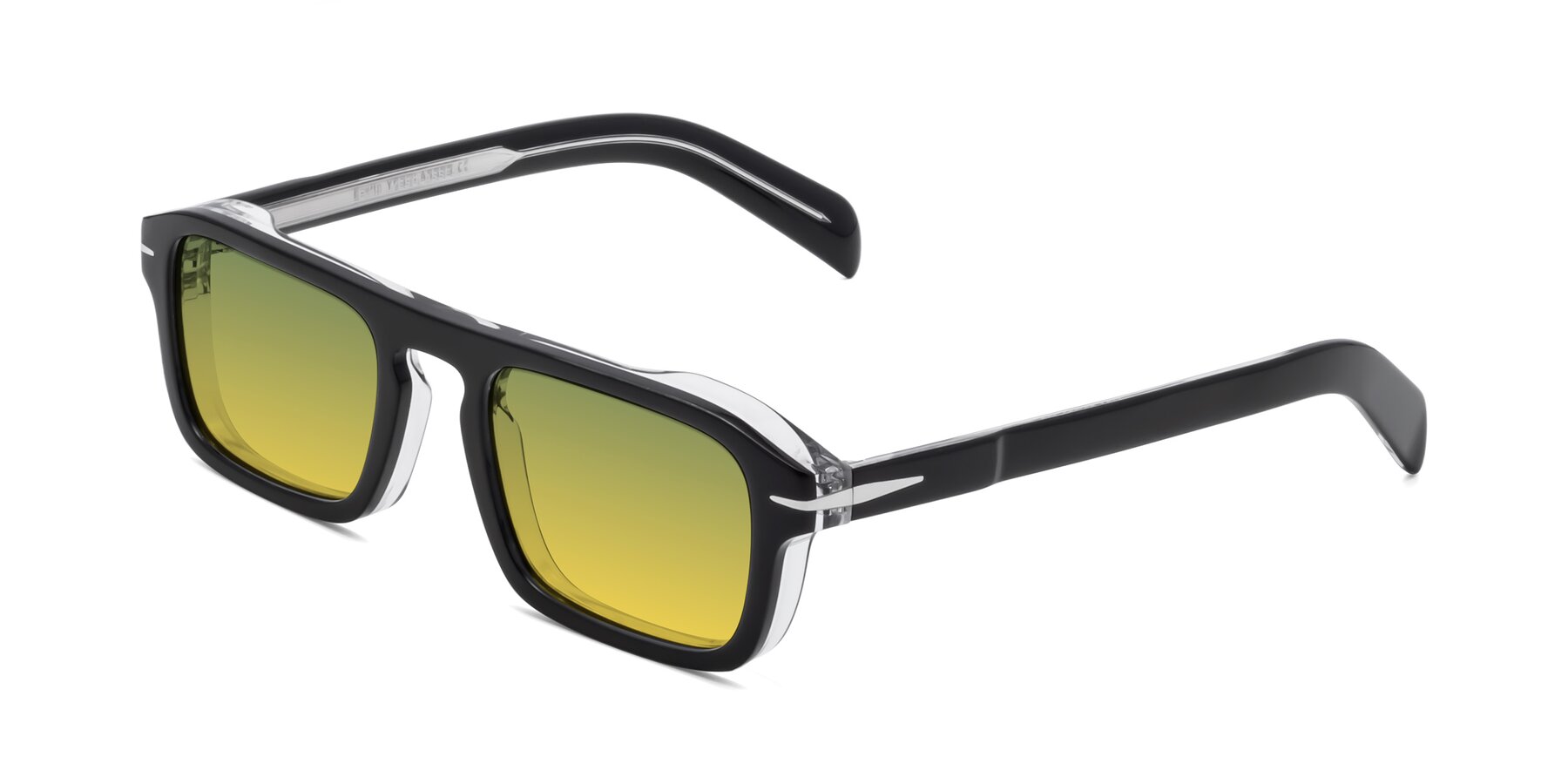 Angle of Evette in Black-Clear with Green / Yellow Gradient Lenses