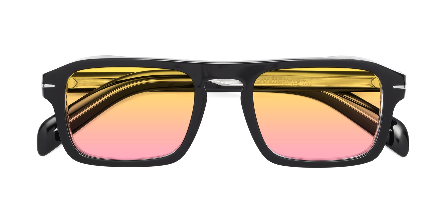 Folded Front of Evette in Black-Clear with Yellow / Pink Gradient Lenses