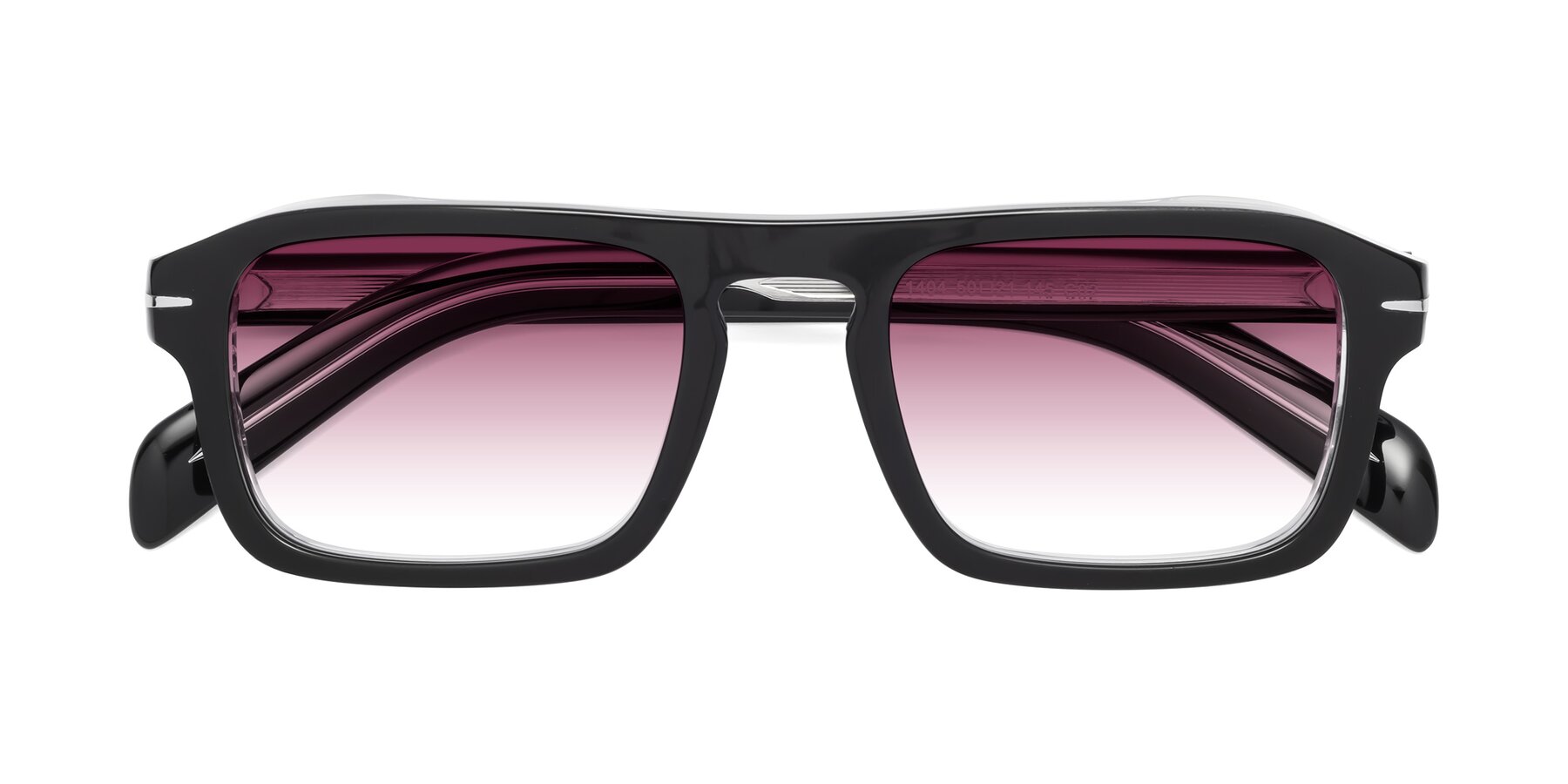 Folded Front of Evette in Black-Clear with Wine Gradient Lenses