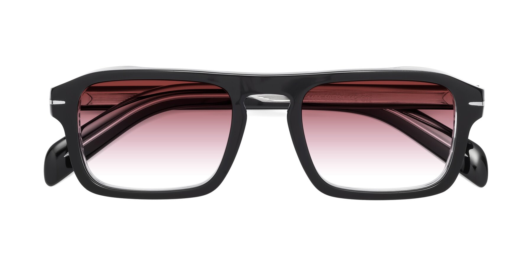 Folded Front of Evette in Black-Clear with Garnet Gradient Lenses