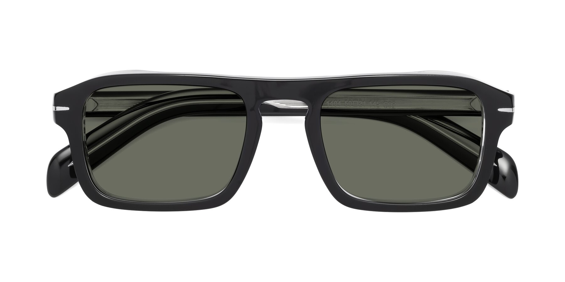 Folded Front of Evette in Black-Clear with Gray Polarized Lenses