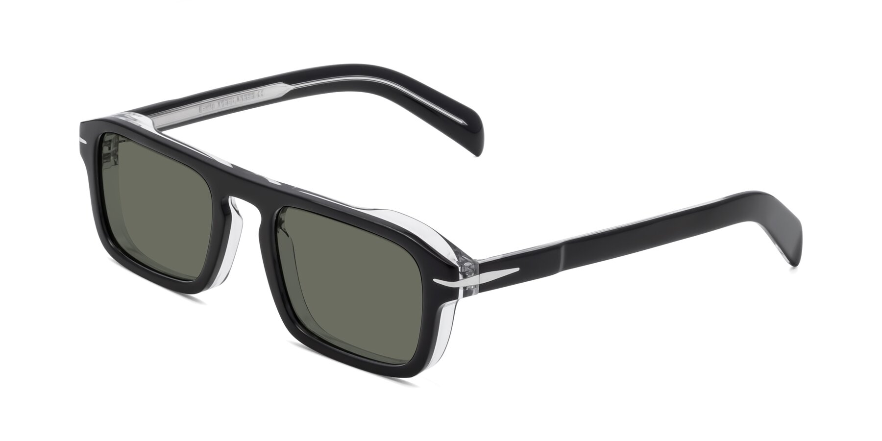 Angle of Evette in Black-Clear with Gray Polarized Lenses