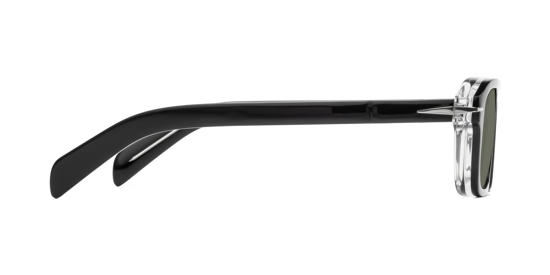 Side of Evette in Black-Clear with Gray Polarized Lenses