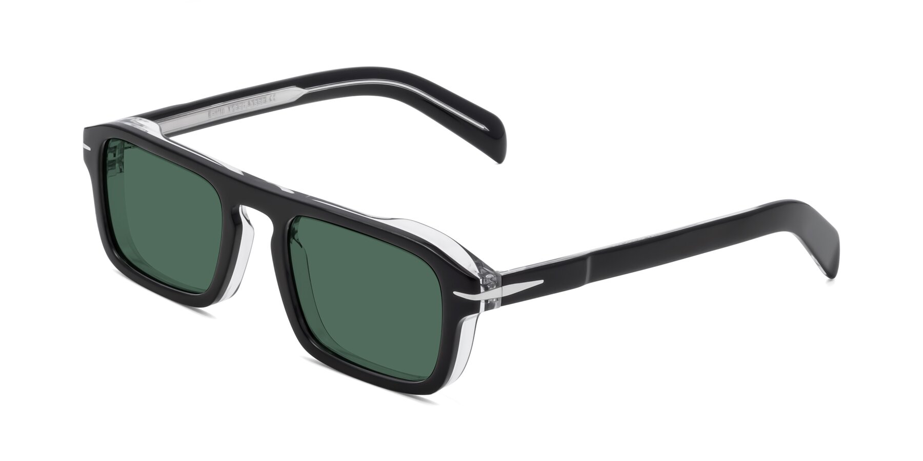 Angle of Evette in Black-Clear with Green Polarized Lenses