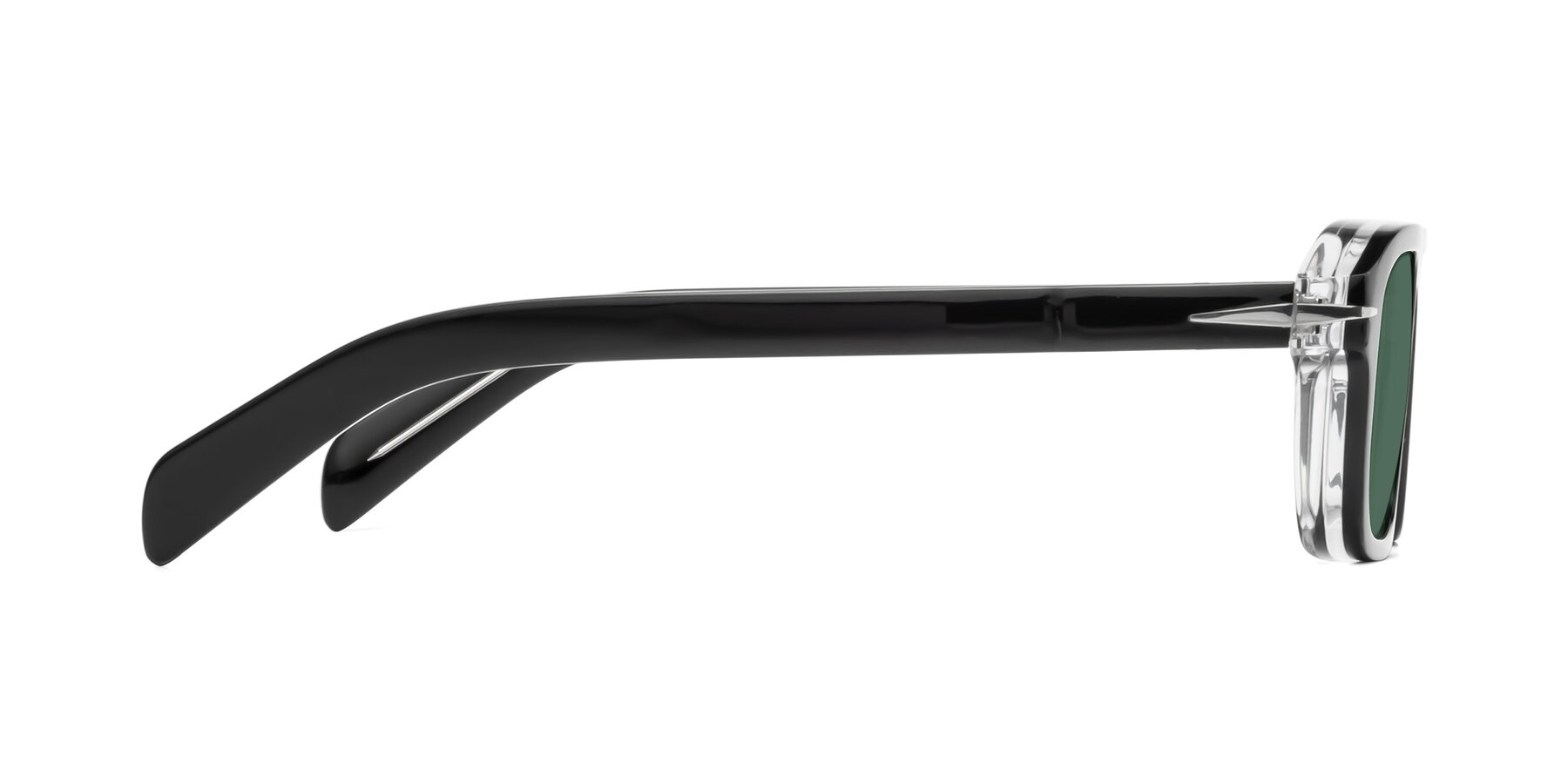 Side of Evette in Black-Clear with Green Polarized Lenses
