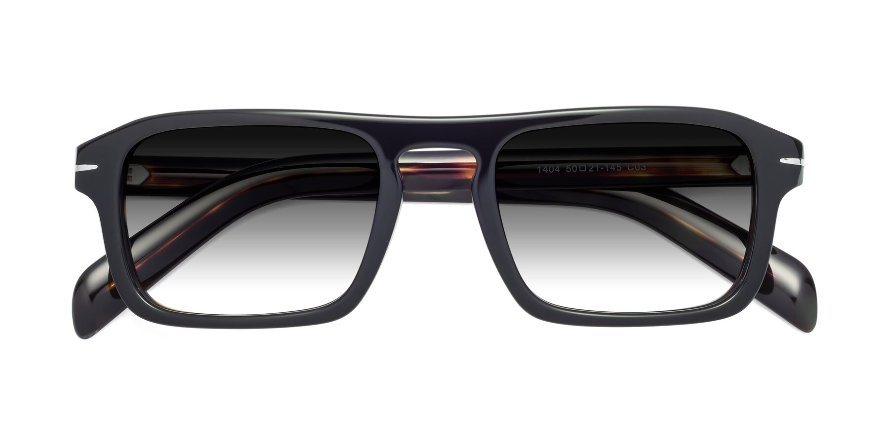 Folded Front of Evette in Black-Tortoise with Gray Gradient Lenses