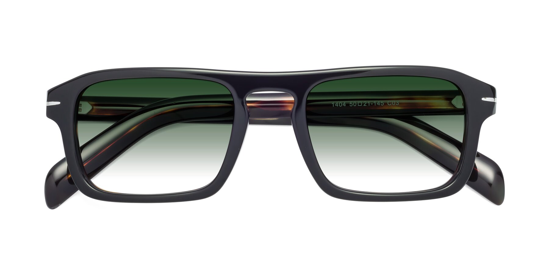 Folded Front of Evette in Black-Tortoise with Green Gradient Lenses