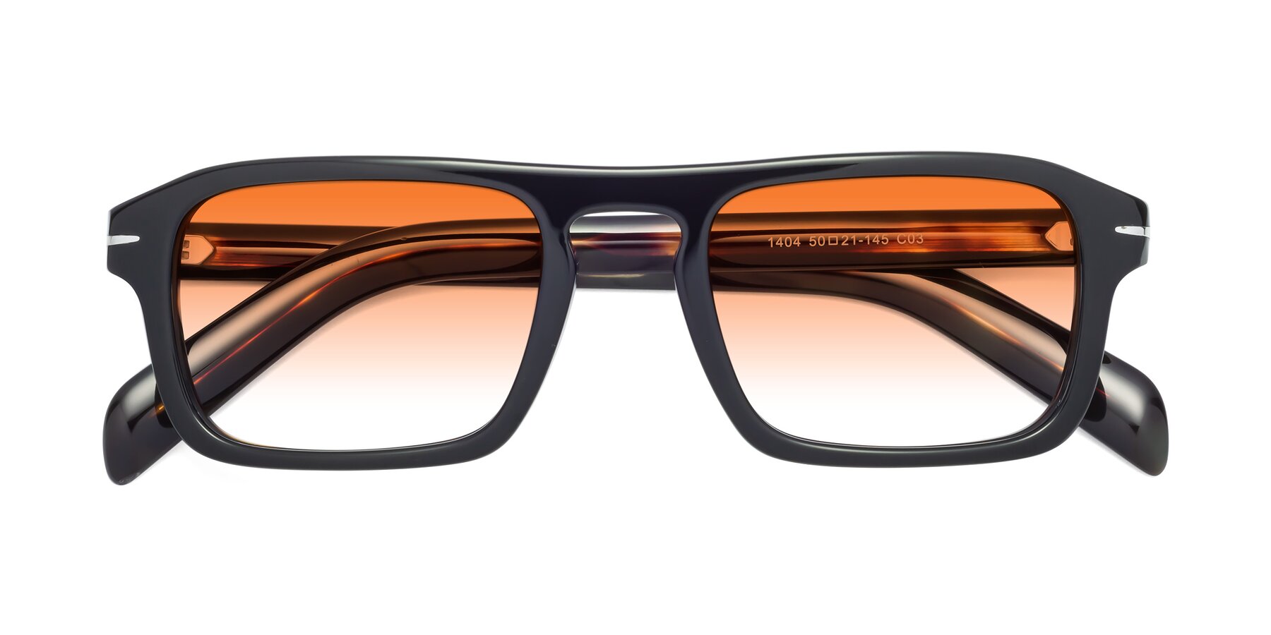 Folded Front of Evette in Black-Tortoise with Orange Gradient Lenses