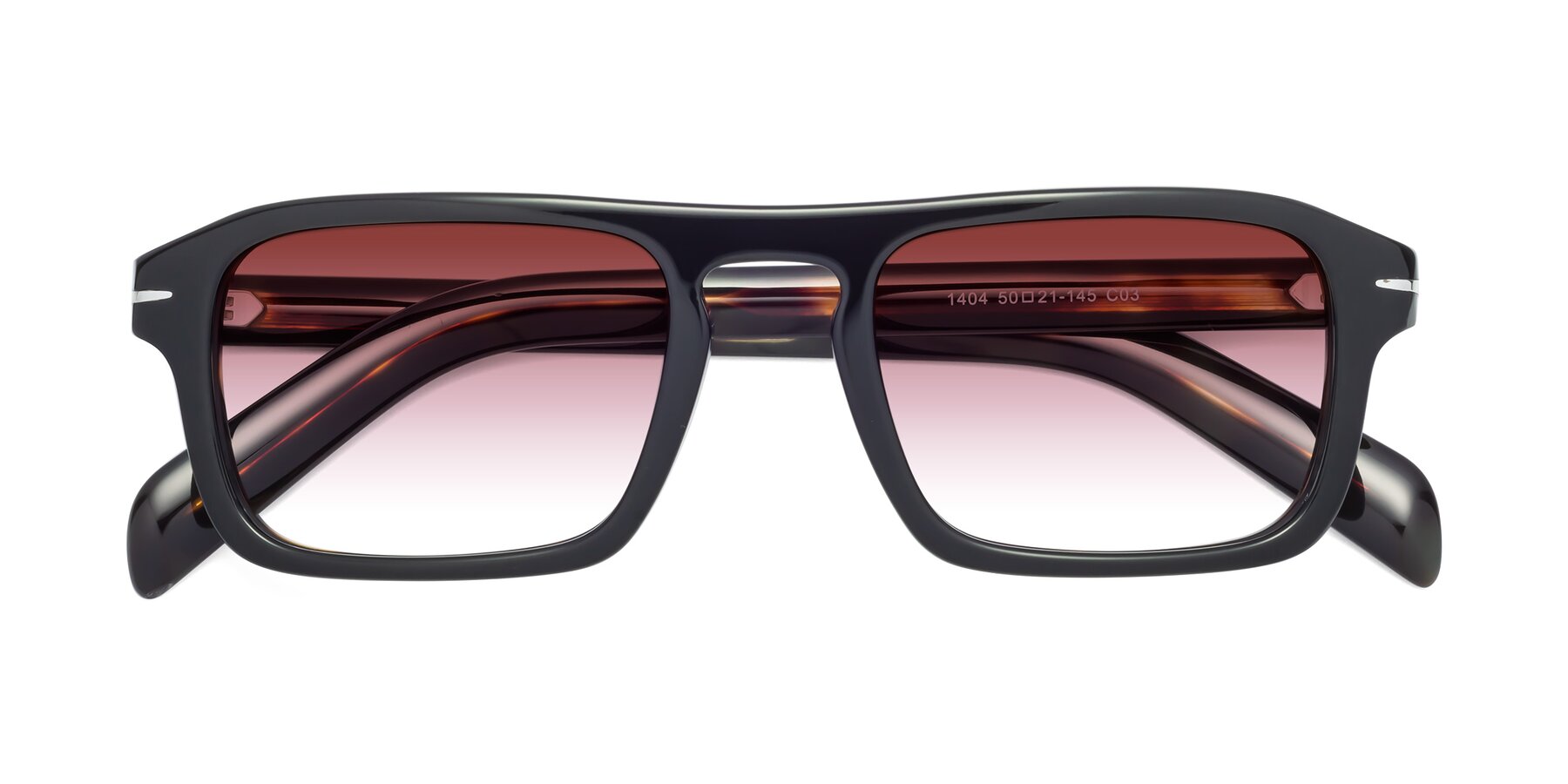 Folded Front of Evette in Black-Tortoise with Garnet Gradient Lenses