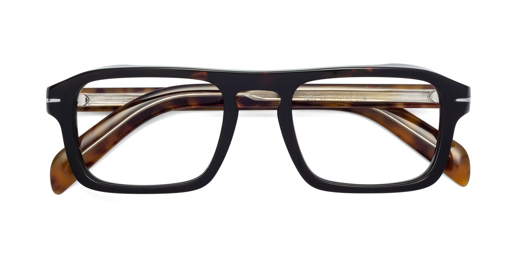 Folded Front of Evette in Tortoise with Clear Eyeglass Lenses