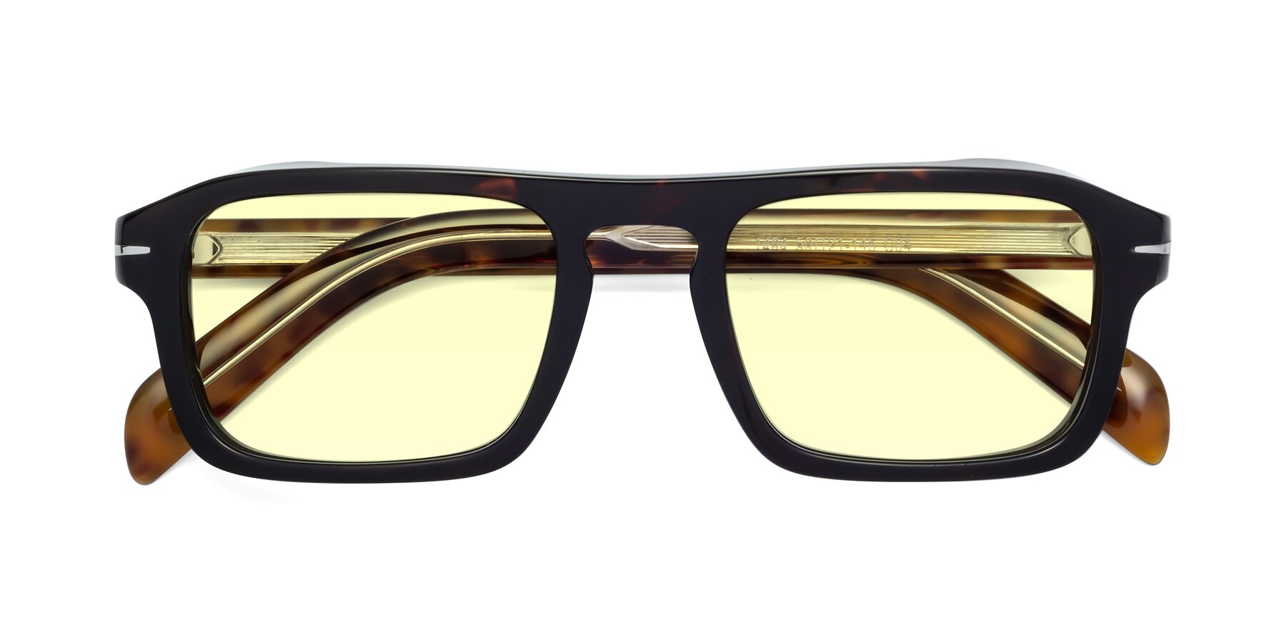 Folded Front of Evette in Tortoise with Light Yellow Tinted Lenses