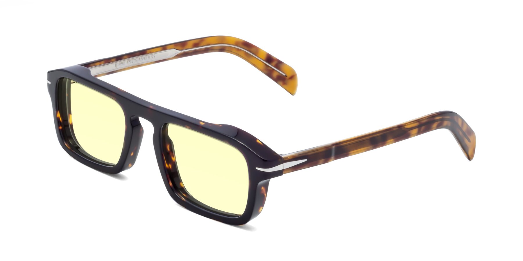 Angle of Evette in Tortoise with Light Yellow Tinted Lenses
