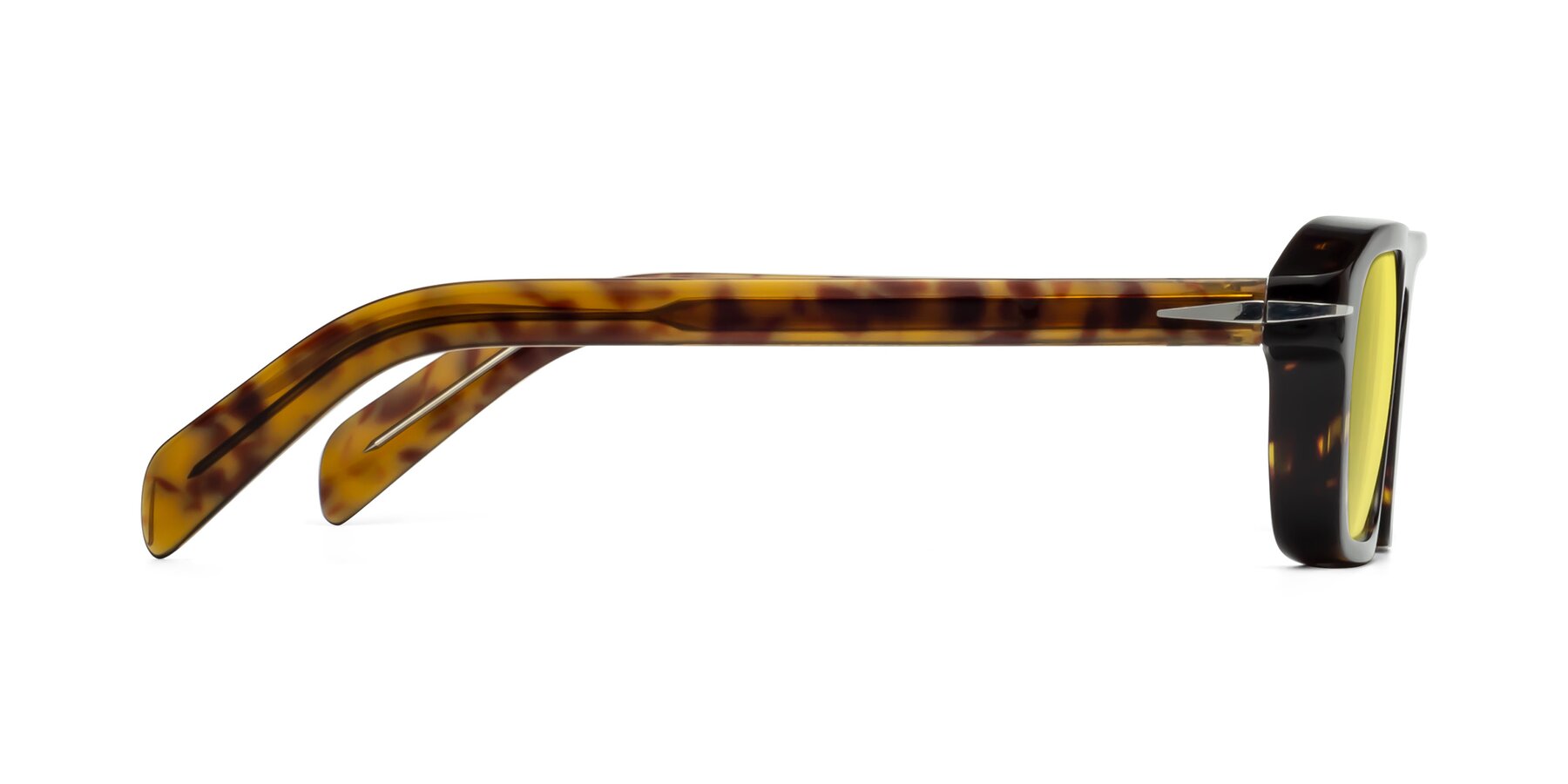 Side of Evette in Tortoise with Medium Yellow Tinted Lenses