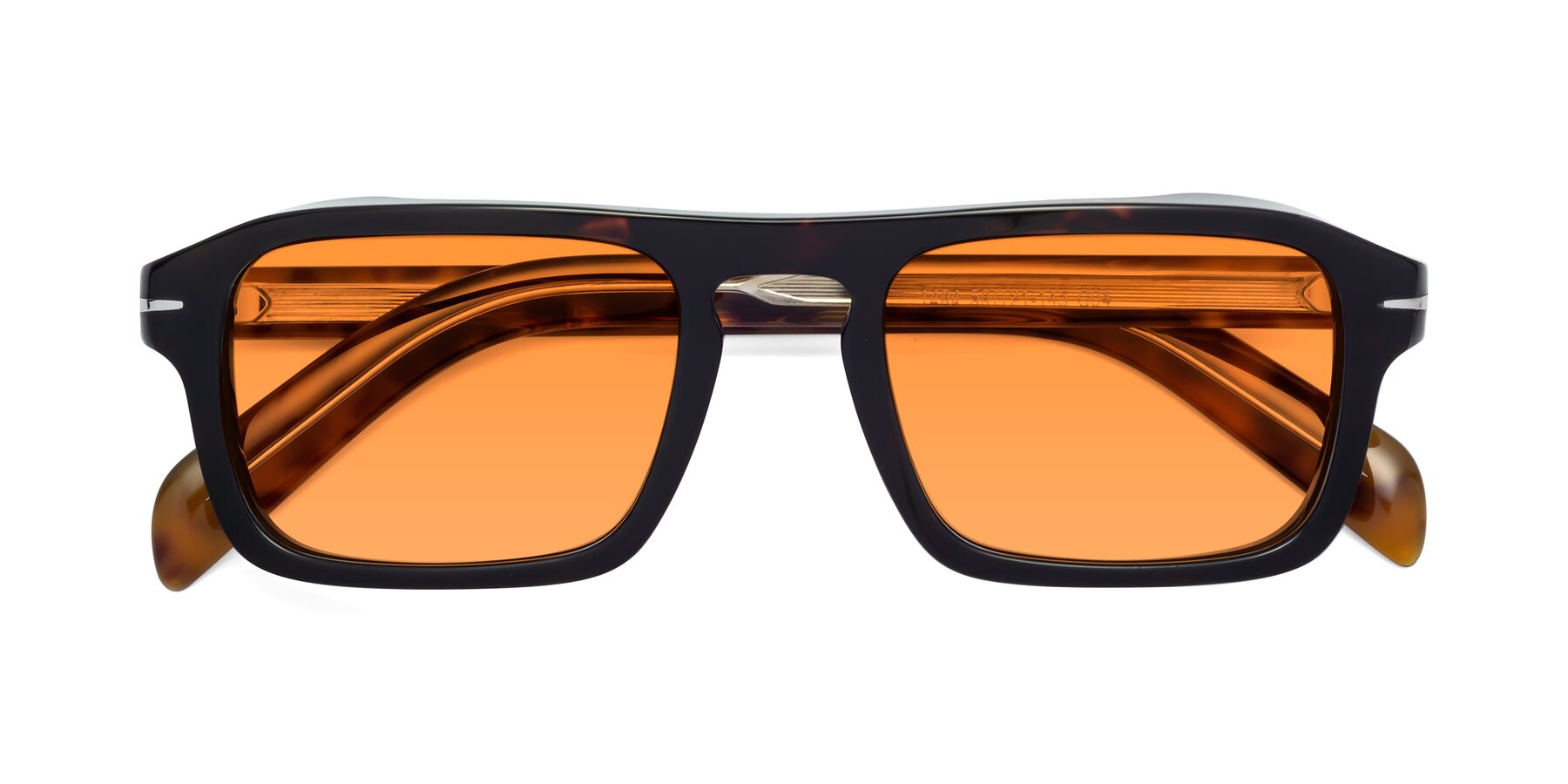Folded Front of Evette in Tortoise with Orange Tinted Lenses