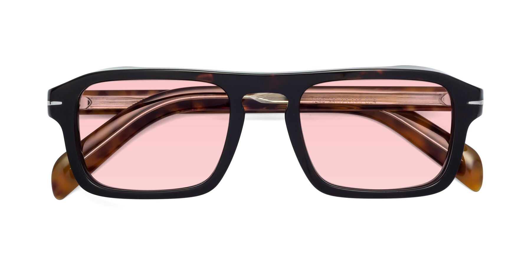 Folded Front of Evette in Tortoise with Light Garnet Tinted Lenses