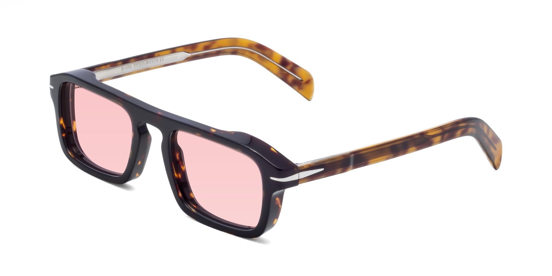 Angle of Evette in Tortoise with Light Garnet Tinted Lenses