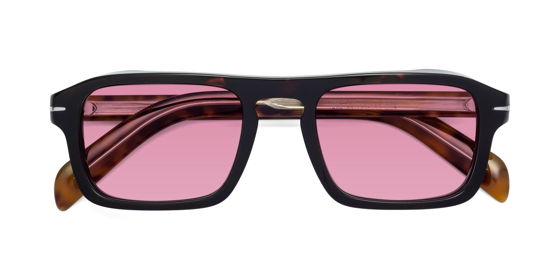 Folded Front of Evette in Tortoise with Medium Wine Tinted Lenses