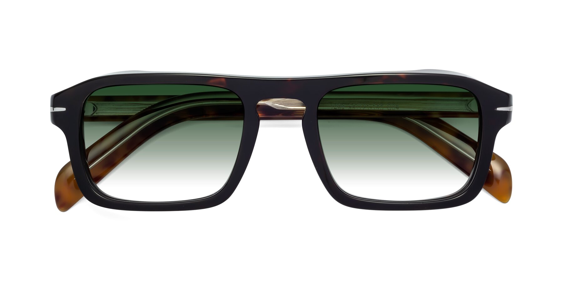 Folded Front of Evette in Tortoise with Green Gradient Lenses