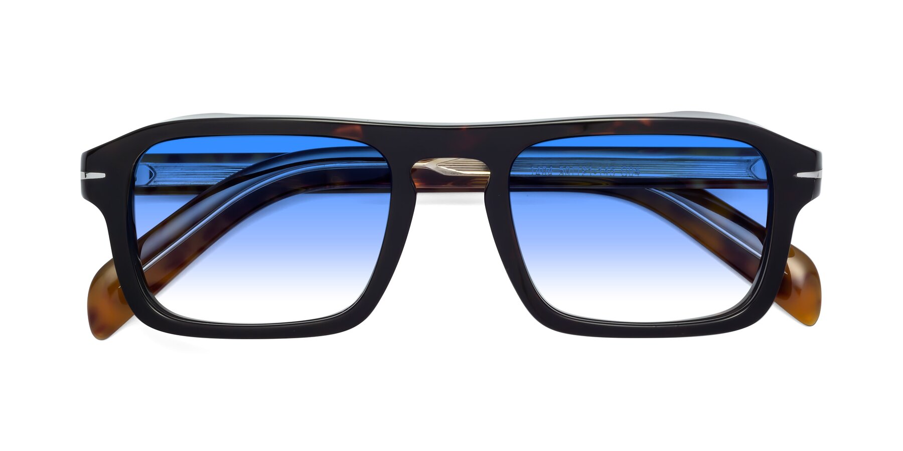 Folded Front of Evette in Tortoise with Blue Gradient Lenses