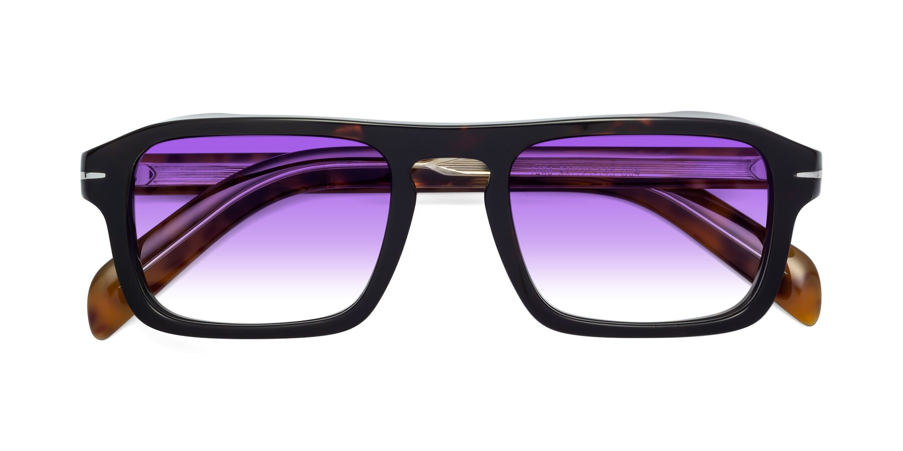 Folded Front of Evette in Tortoise with Purple Gradient Lenses