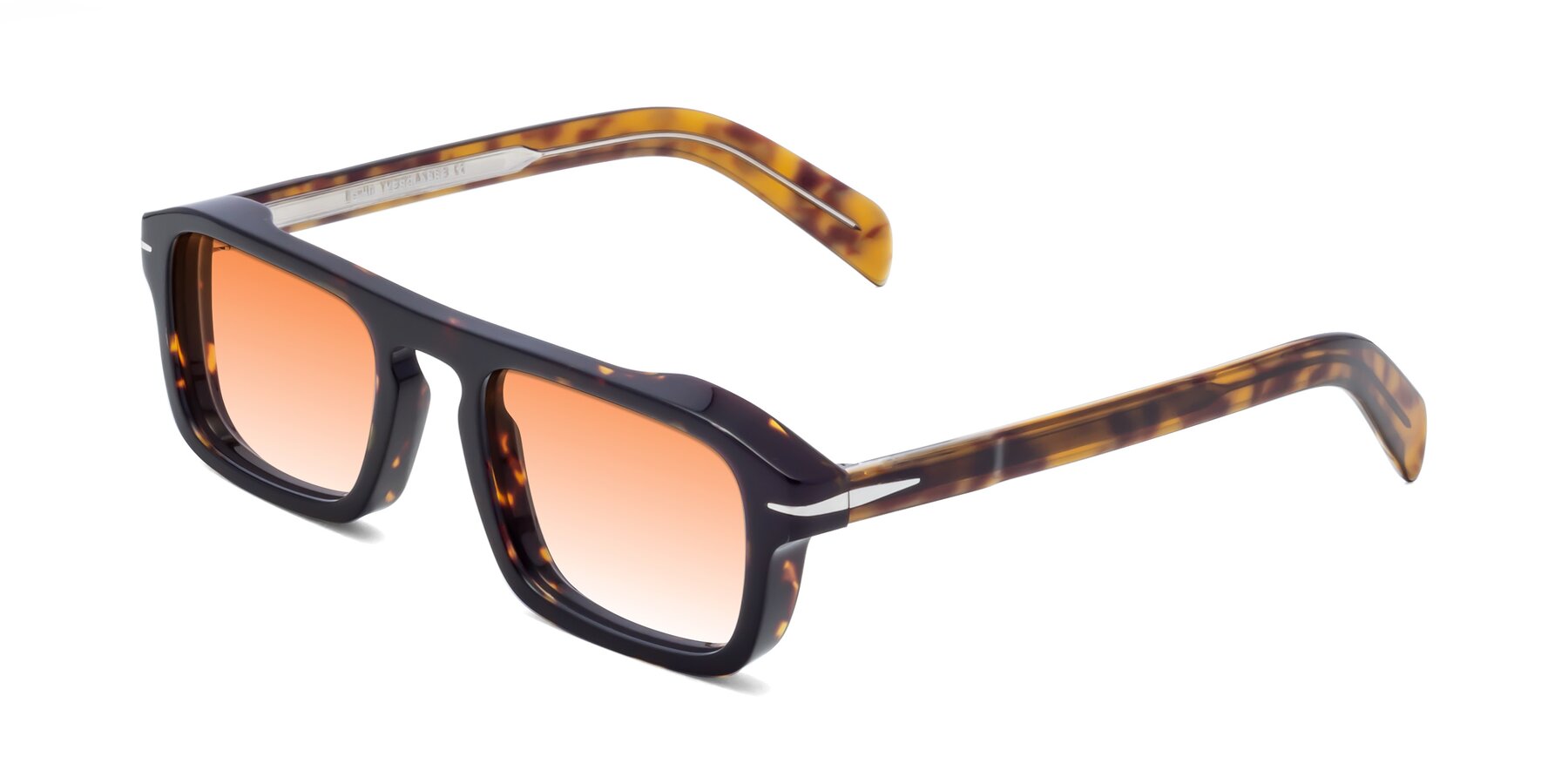 Angle of Evette in Tortoise with Orange Gradient Lenses