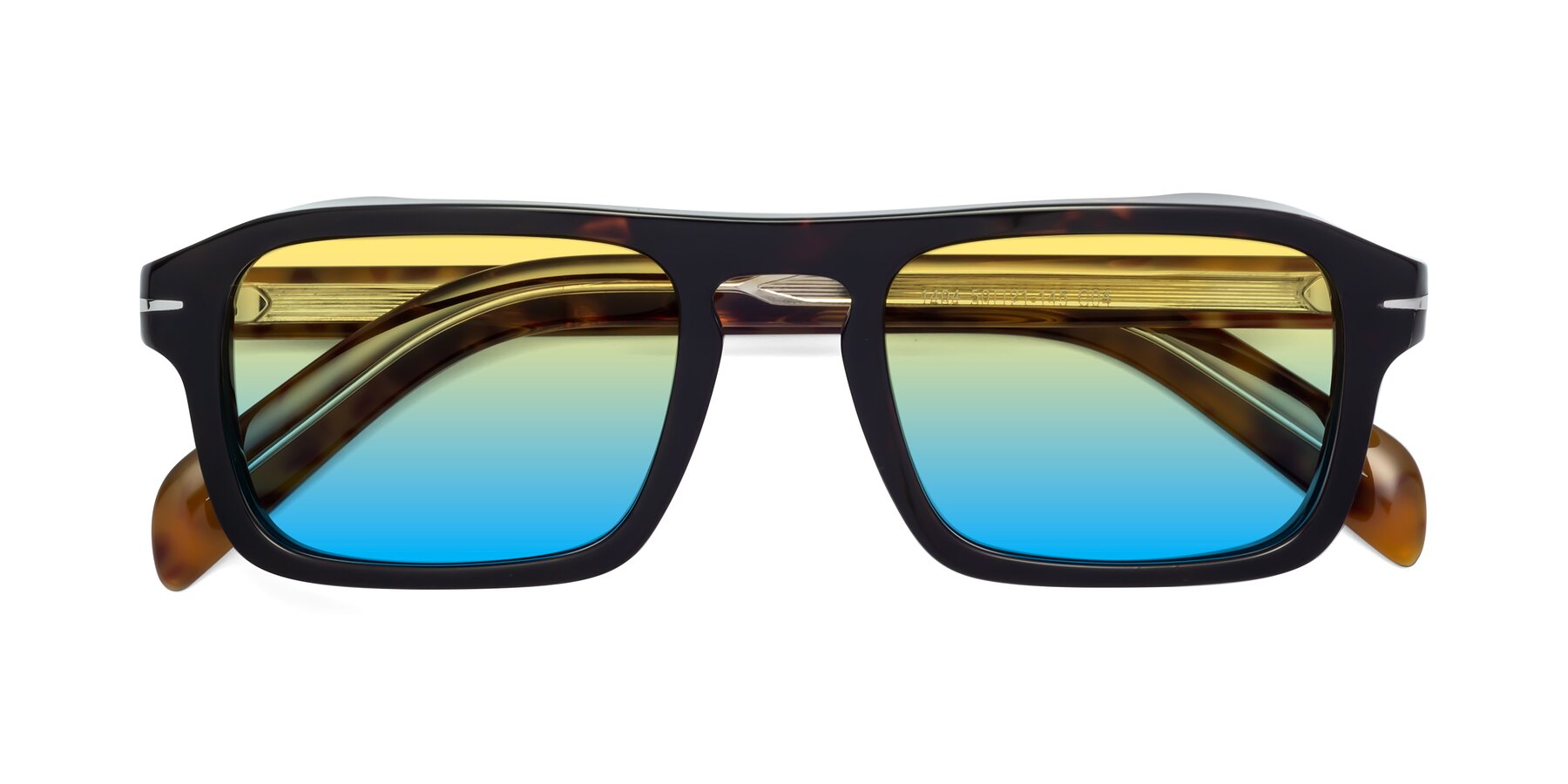 Folded Front of Evette in Tortoise with Yellow / Blue Gradient Lenses