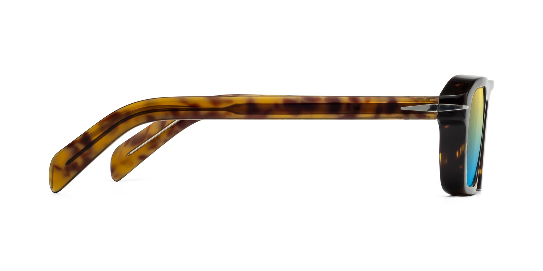 Side of Evette in Tortoise with Yellow / Blue Gradient Lenses